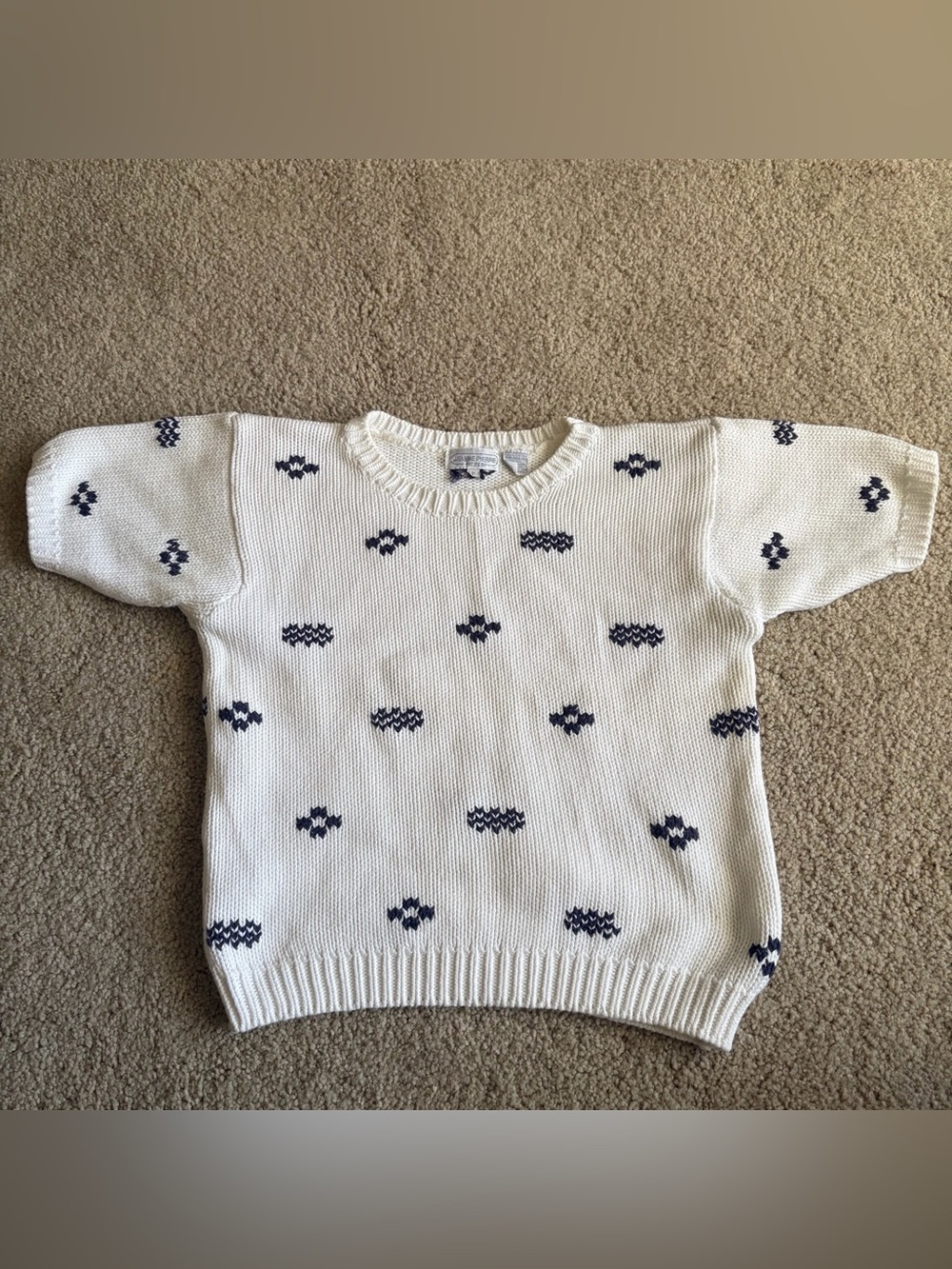 Y2K 2000s 90s Vintage White Knit Sweater Cottagecore Grandpa Core Pullover small